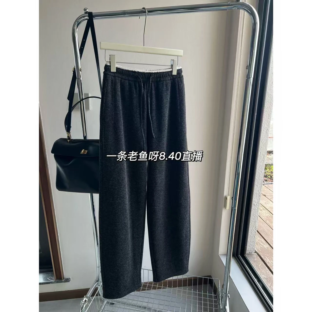 Y NO退NO换 加绒加厚休闲直筒裤女 韩版宽松显瘦高腰秋冬裤子