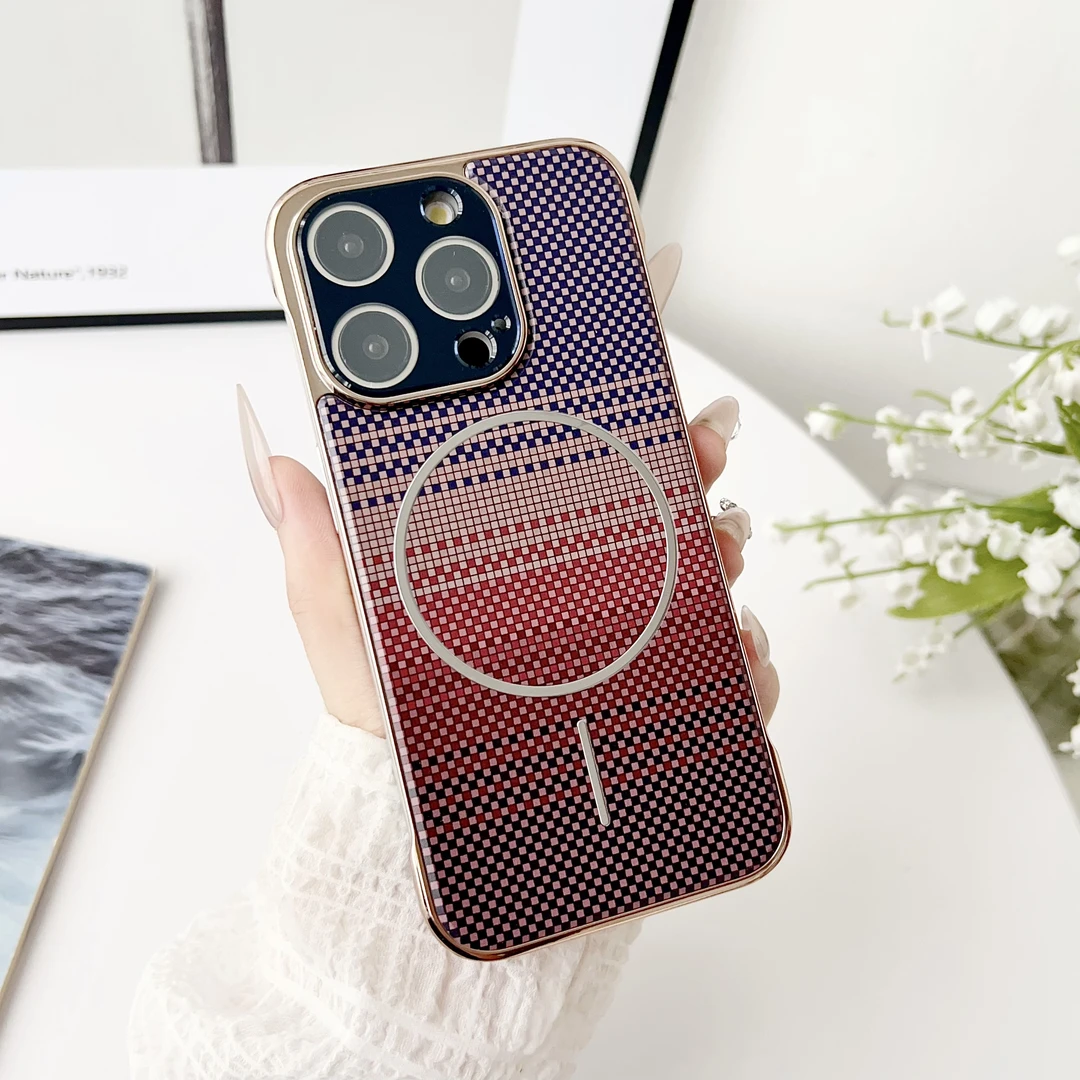 适用苹果17promax手机壳iphone16碳纤维纹磁吸15凯夫拉纹14保护套