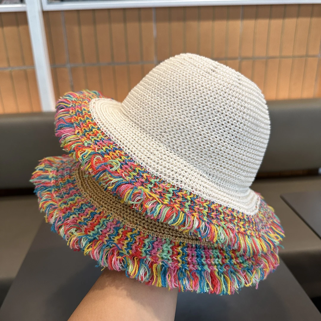 儿童帽子春夏薄款透气遮阳防晒草帽女孩渔夫帽公主夏天沙滩太阳帽