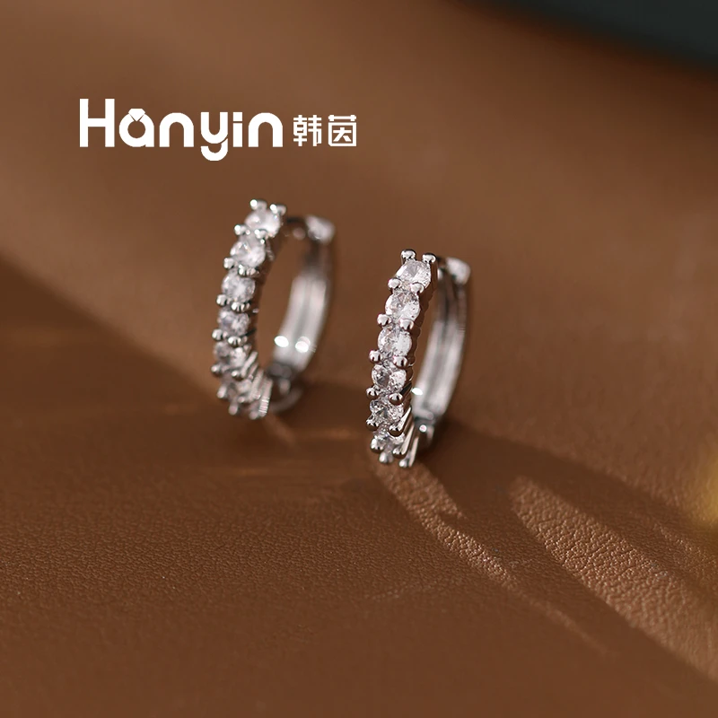 铜合金合成锆石耳饰 七公主满微镶闪亮气质轻奢百搭耳扣耳环AAA