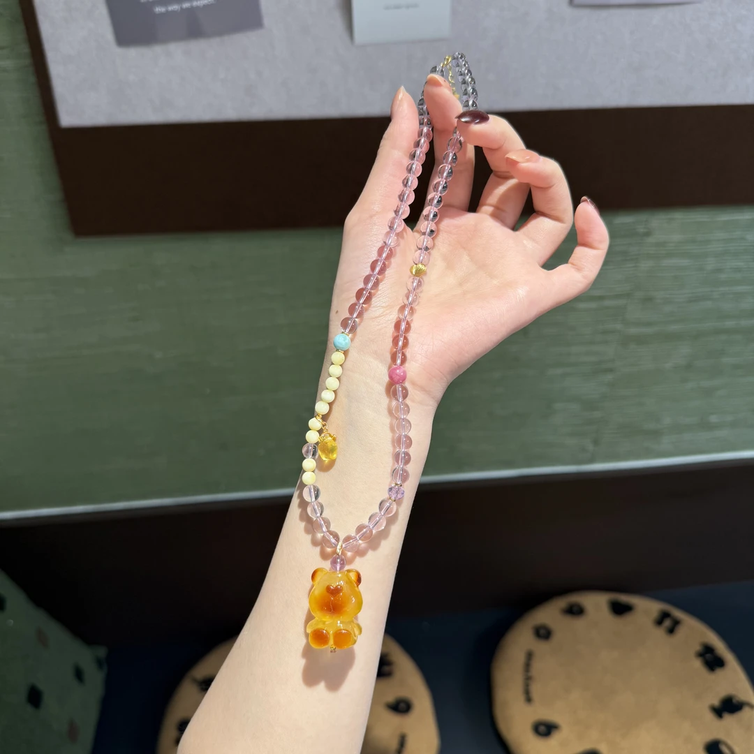 *学士熊*天然蜜蜡熊紫水项链 多样性发其一