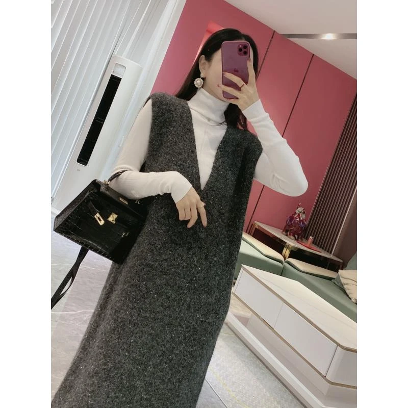 Y【长款马甲裙】长款毛织百搭马甲裙3889