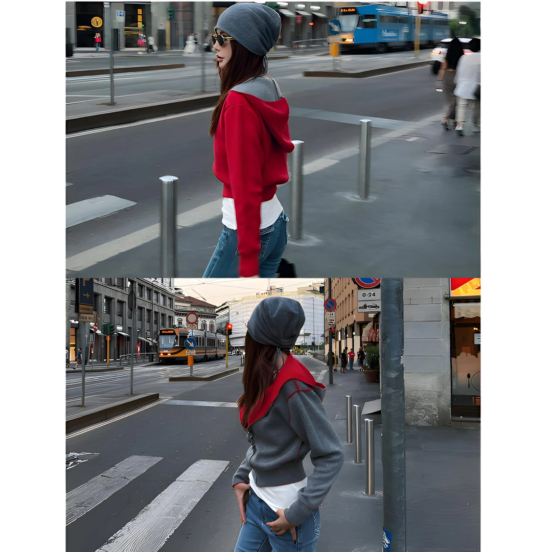 婉君【正反两穿外套】秋季韩系连帽长袖双面穿短款外套LWJ25C3C2197