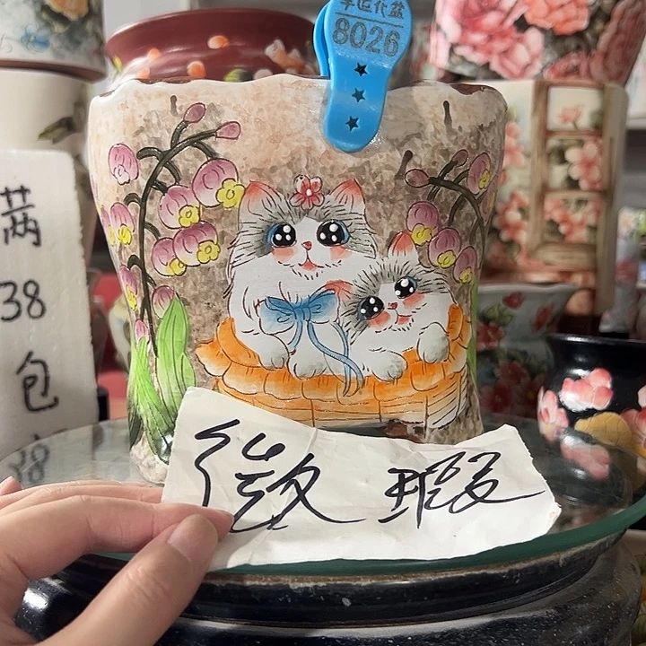 景德镇手绘花盆满38包邮偏远地区除外