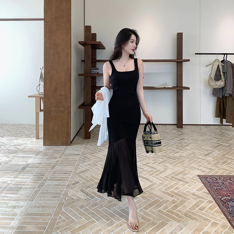 林关关【纤雅裙】夏季乱麻拼接设计感连衣裙高级感轻奢时尚后妈长裙