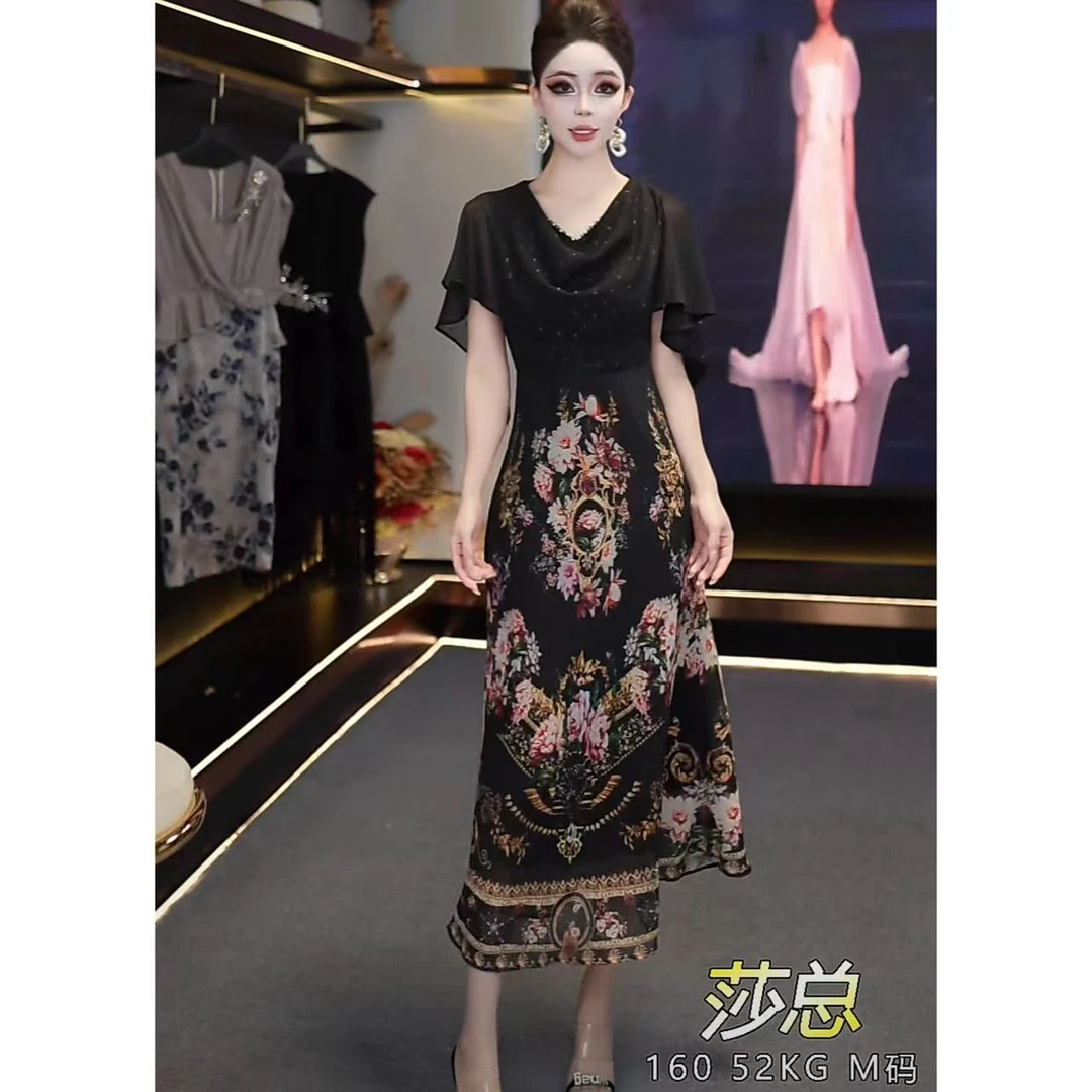 【莎总专属】夏季新款法式宫廷风复古高奢气质显瘦连衣裙Q2145