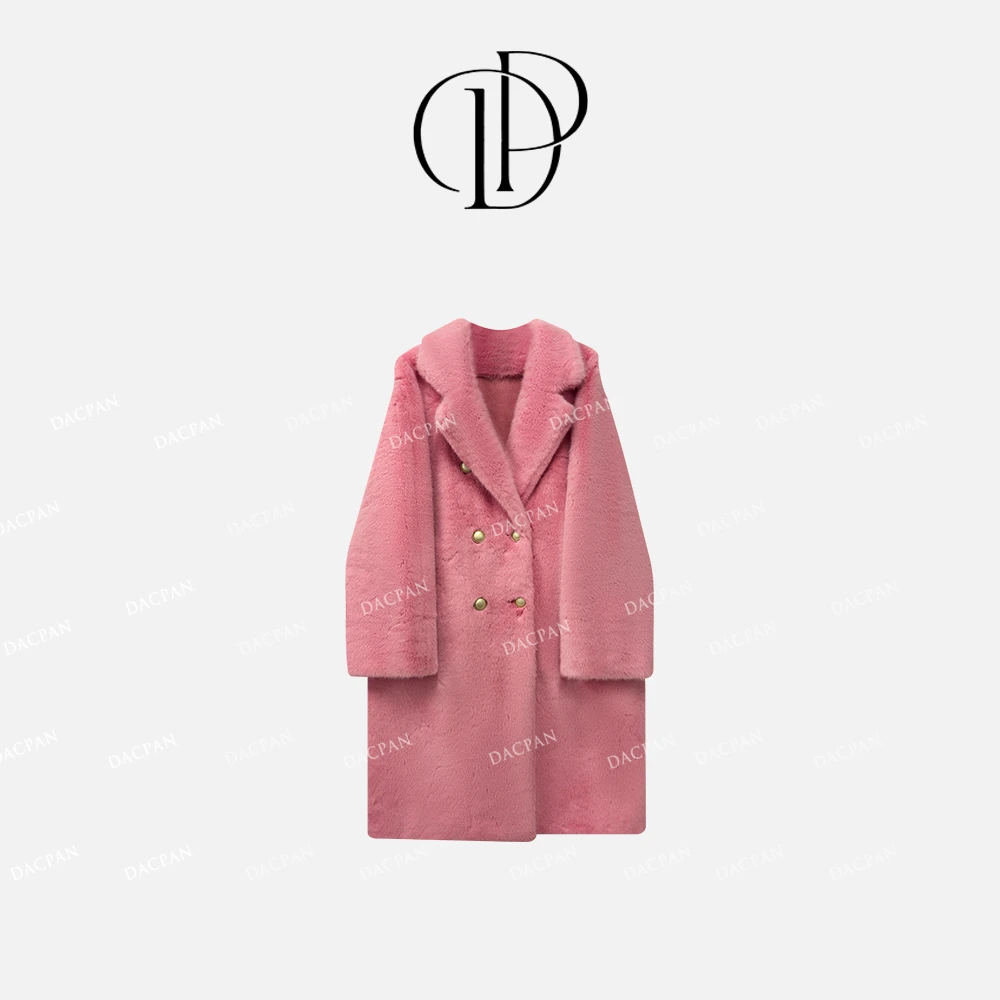 DACPAN-“冰雪奇缘”双排扣翻领长款外套 2024/盼•PP 8987-3