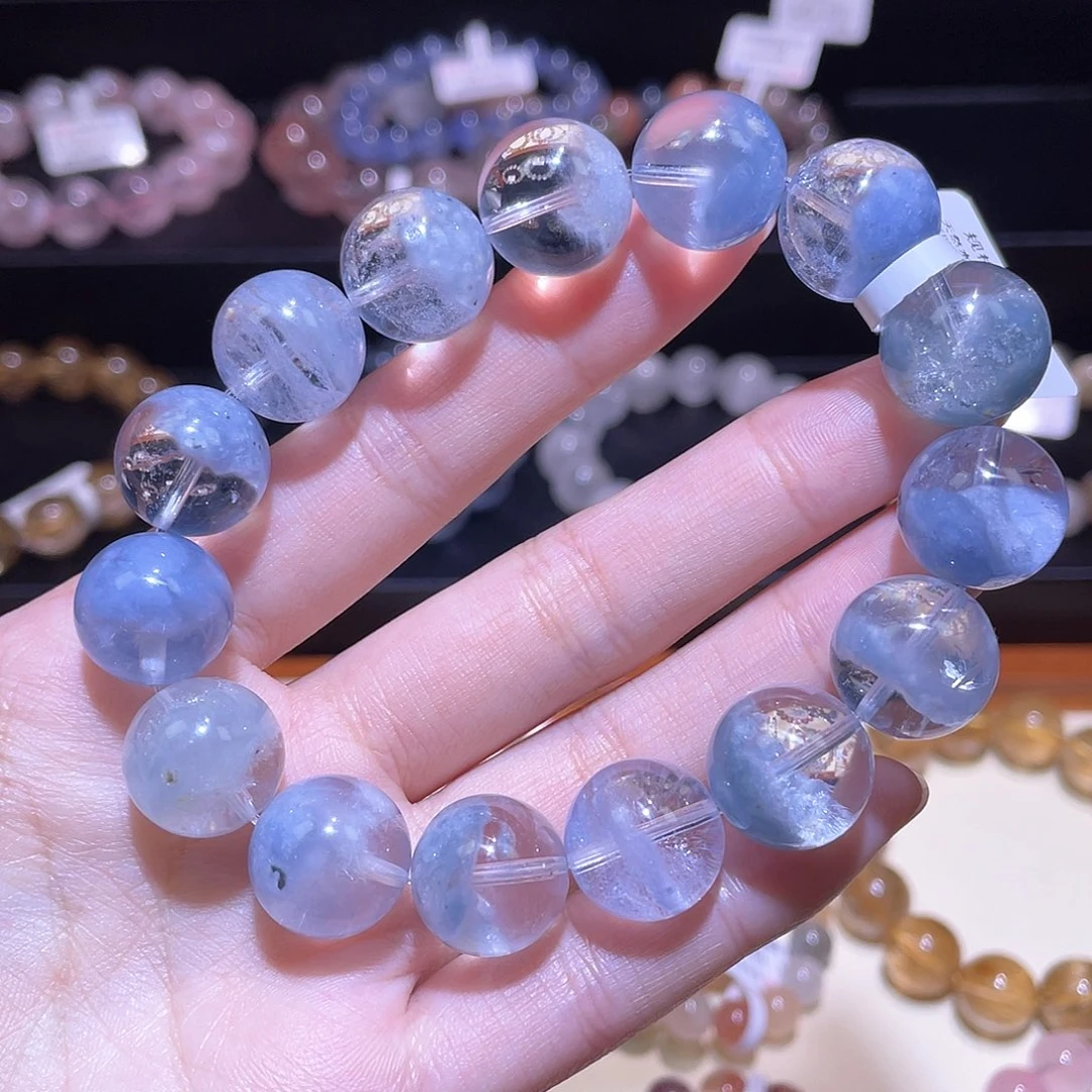 水晶手链未镶嵌兔毛手链，晶体通透14+