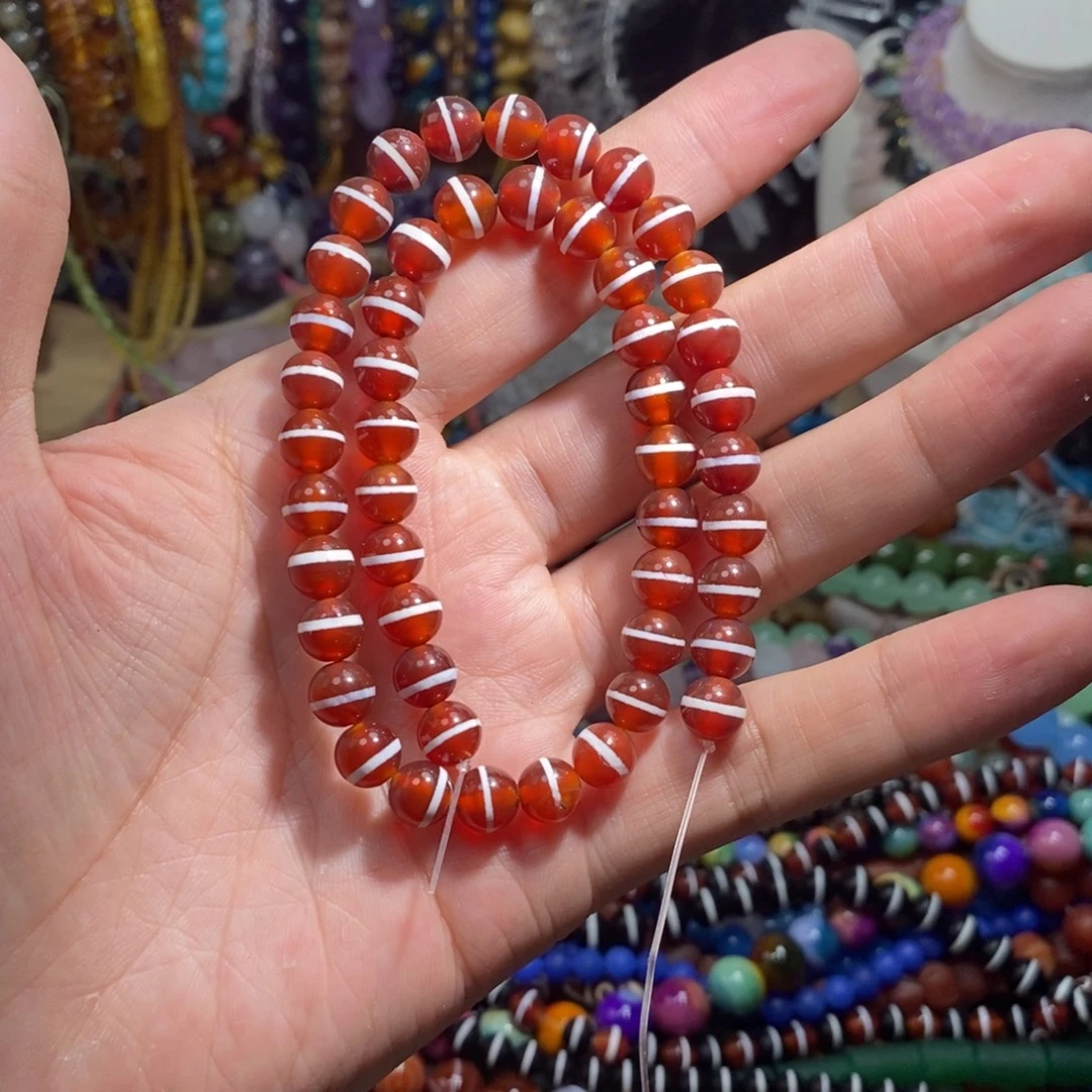 未镶嵌，红玛瑙一线8mm，石英质玉