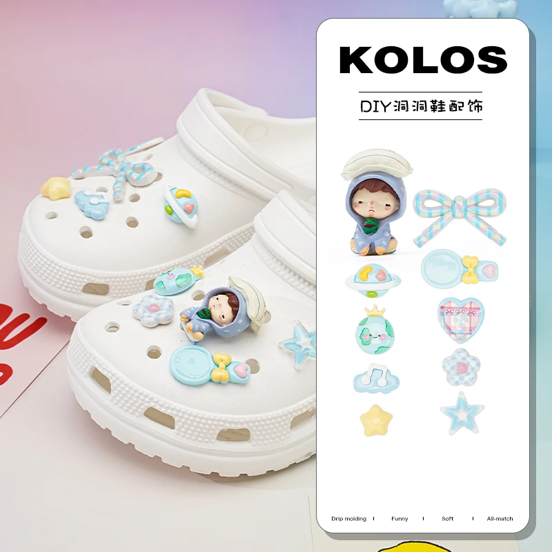 原创洞洞鞋配饰小野不想睡觉泡泡玛特鞋花装饰配件适配crocs鞋扣