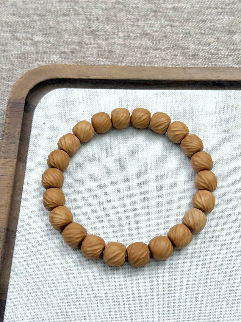 无品牌出品-手工磨砂哑光云锦猴头核桃手串