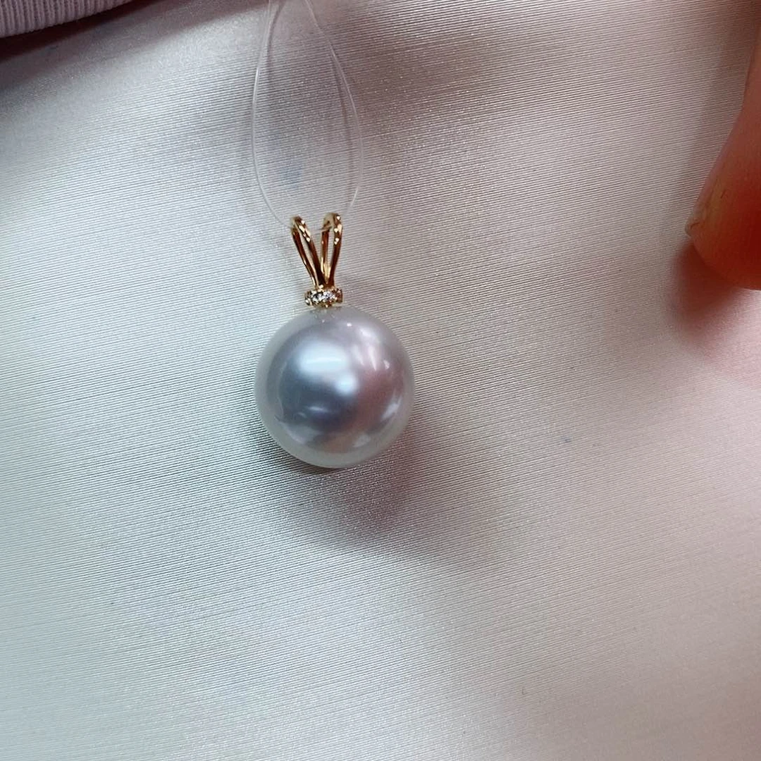 吊坠(不含链)18K金镶嵌海水珍珠10-11