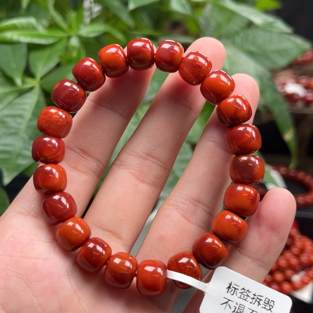 南红玛瑙未镶嵌手链川料瓦西双色老型手串10+