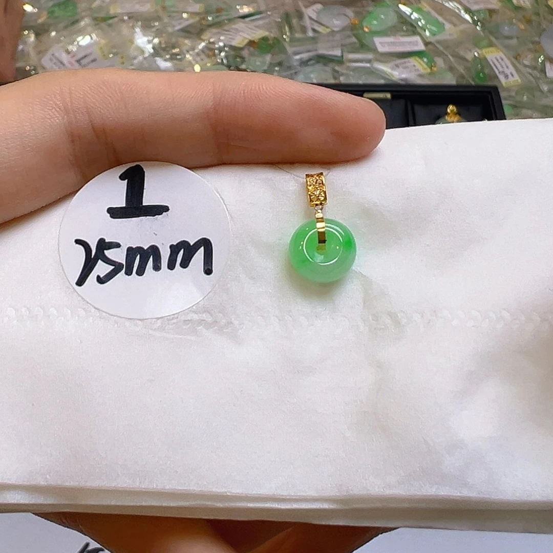 翡翠18K金镶嵌吊坠(不含链)翡翠