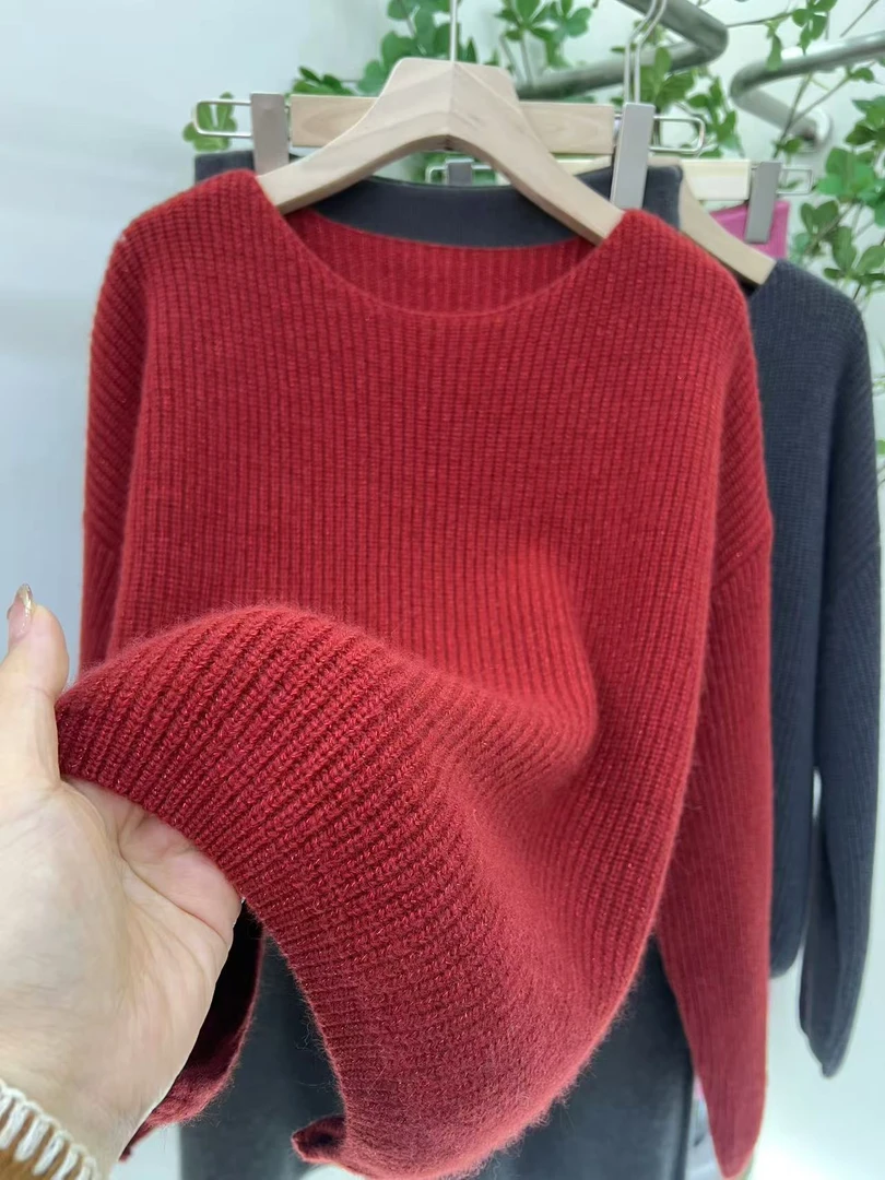 【带细闪】美拉德红时尚好看高级感毛衣女新款欧货百大红人针织潮流