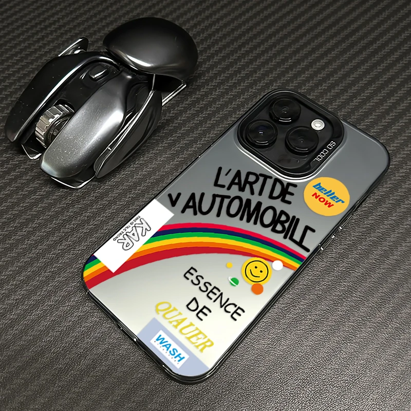 彩虹英文适用苹果16pro手机壳15promax高级iphone14套13防摔12/11