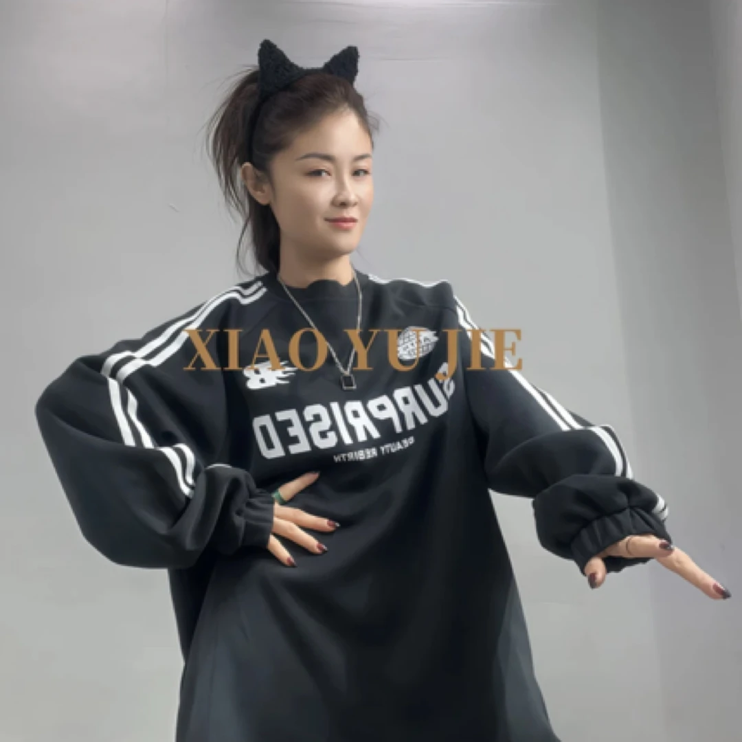 CY003 秋冬新款休闲中性风时尚宽松印花国朝厚款硬挺长袖圆领卫衣