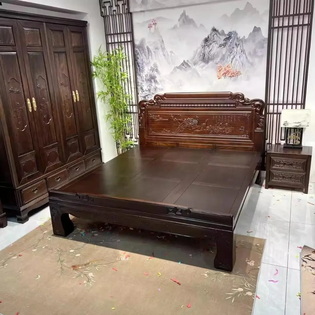 直播间专属链接【加厚！老虎脚！】南美紫檀全实木床中式仿古榫卯