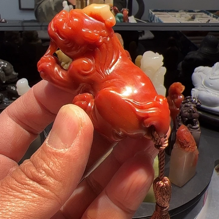 寿山石印石月*楼寿山石红芙蓉手玩