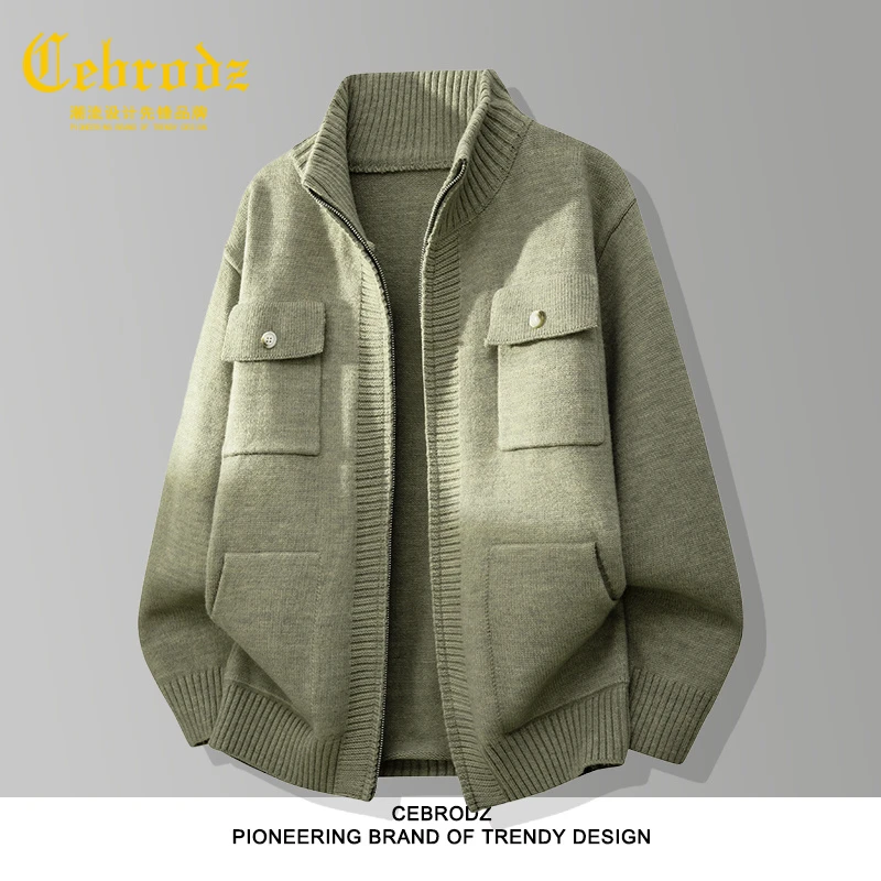 法国Cebrodz美式复古毛衣男秋冬加厚松弛感高级感针织衫开衫外套