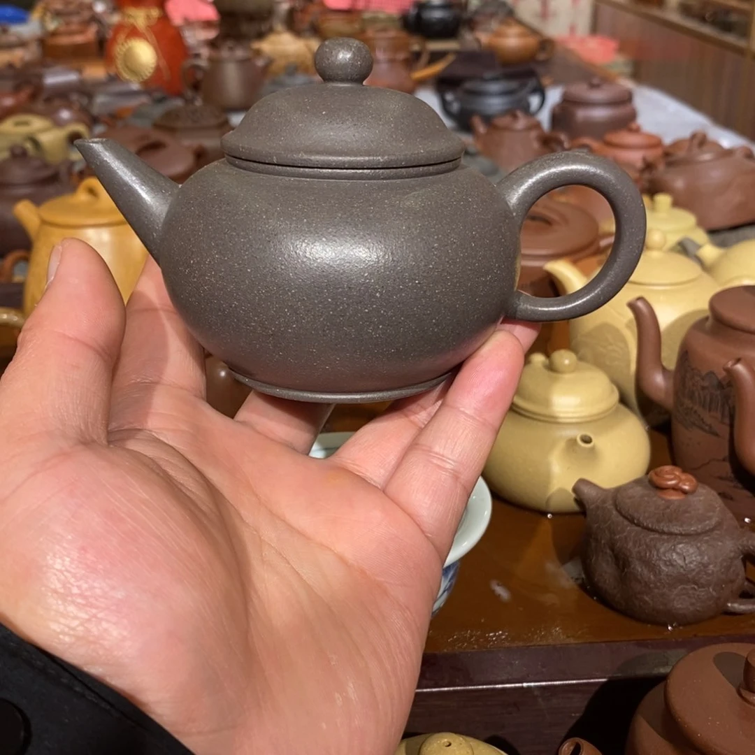 紫砂茶壶原矿天青精工半手水平壶230cc