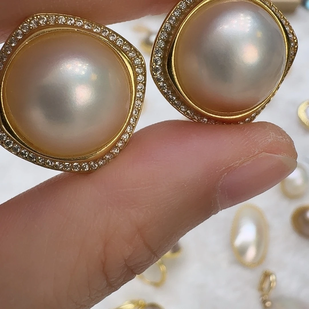 耳饰拼合珍珠（马贝珠）未镶嵌