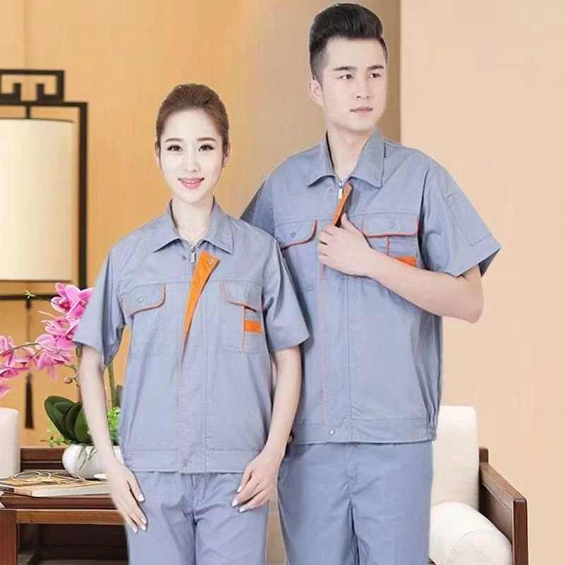 夏装短袖涤丝工装套装车间劳保耐磨可定制夏季电工薄款