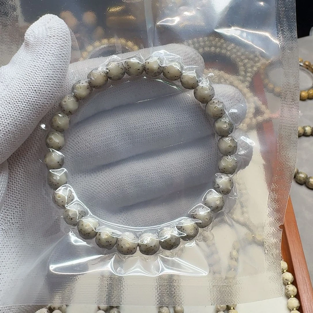 手串星月菩提石玉料8改无相单圈月留白小细星
