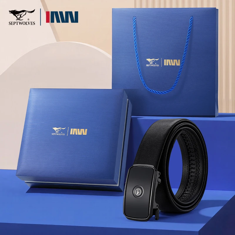 七匹狼皮带男士真牛皮腰带潮流时尚自动扣裤带实用生日礼物送男友