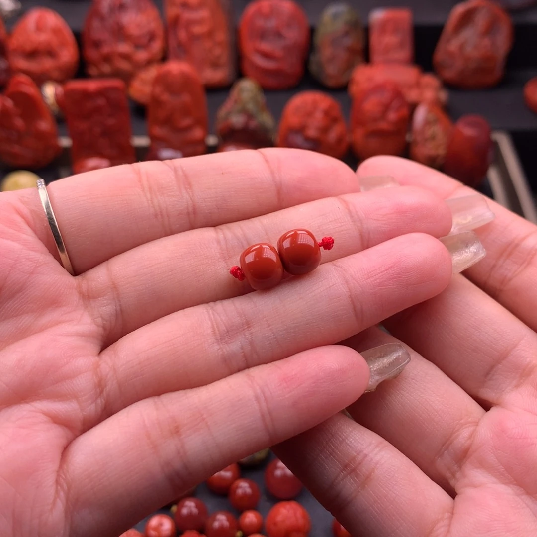 南红玛瑙南红川料原矿老型对珠8.4mm未镶嵌张**张