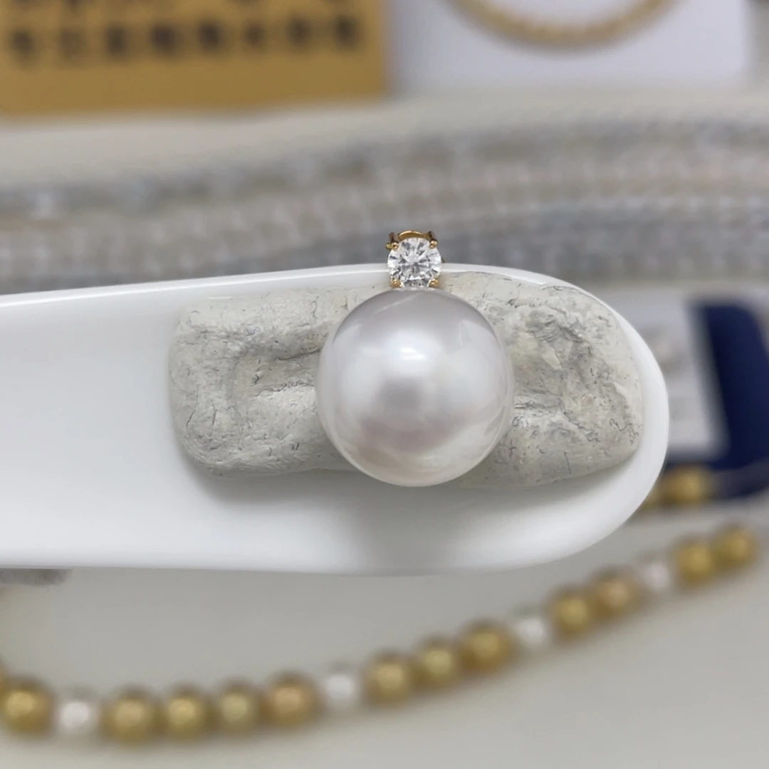 未镶嵌海水珍珠澳白单珠13-14