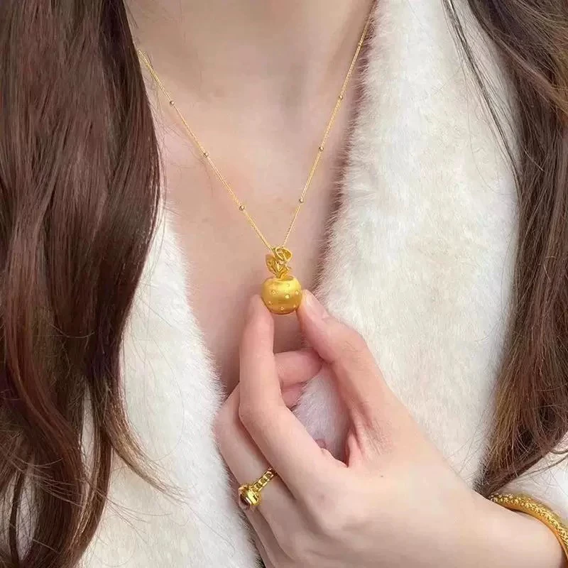 铜合金项链 苹果拉丝项链时尚个性