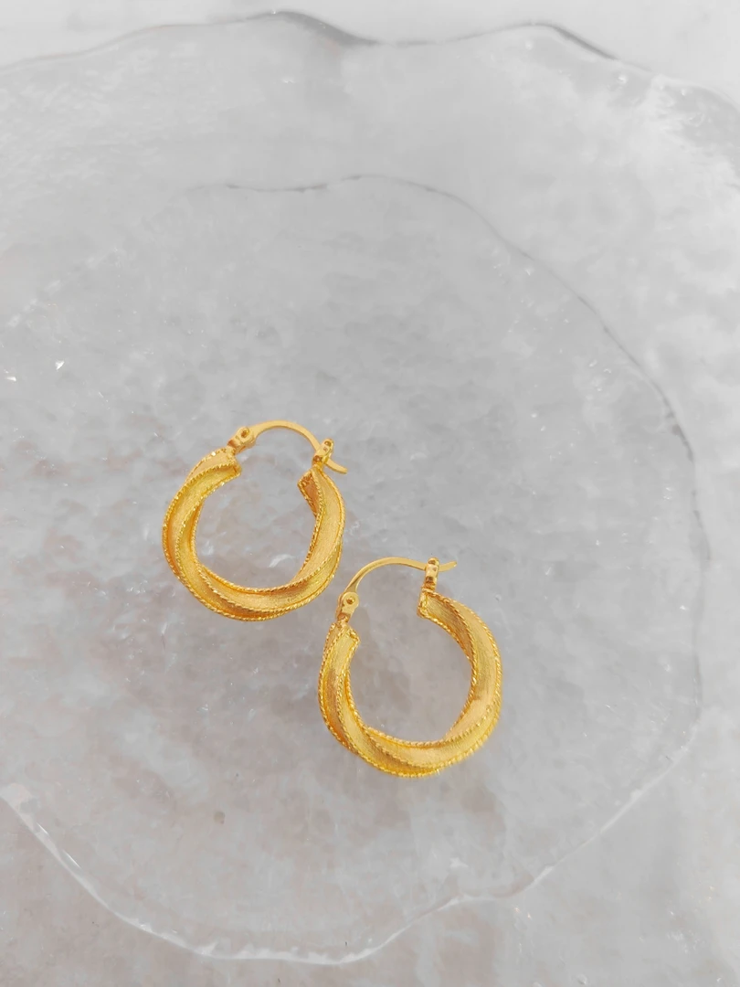 足金999拉丝轻奢耳扣