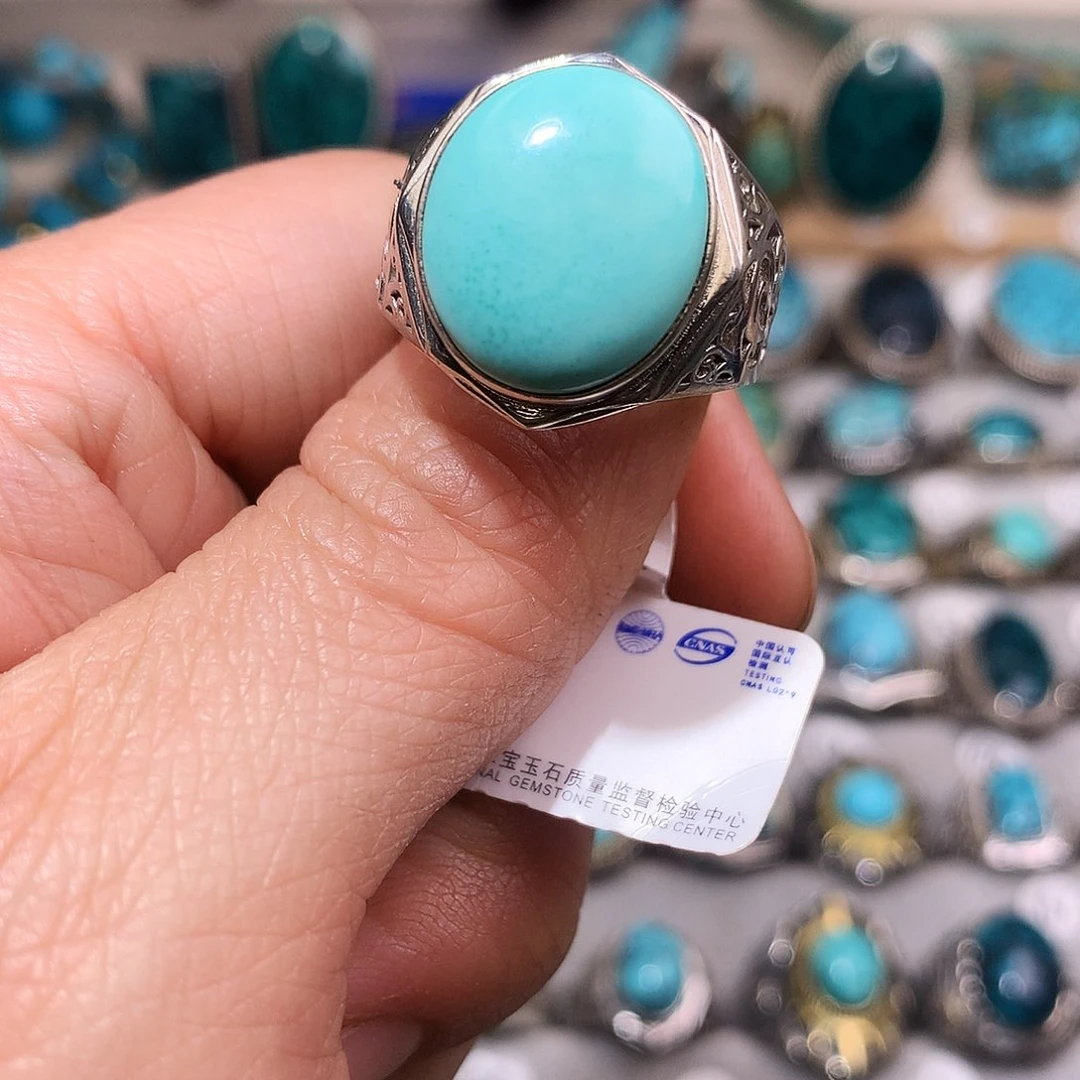 绿松石挂件银S925镶嵌