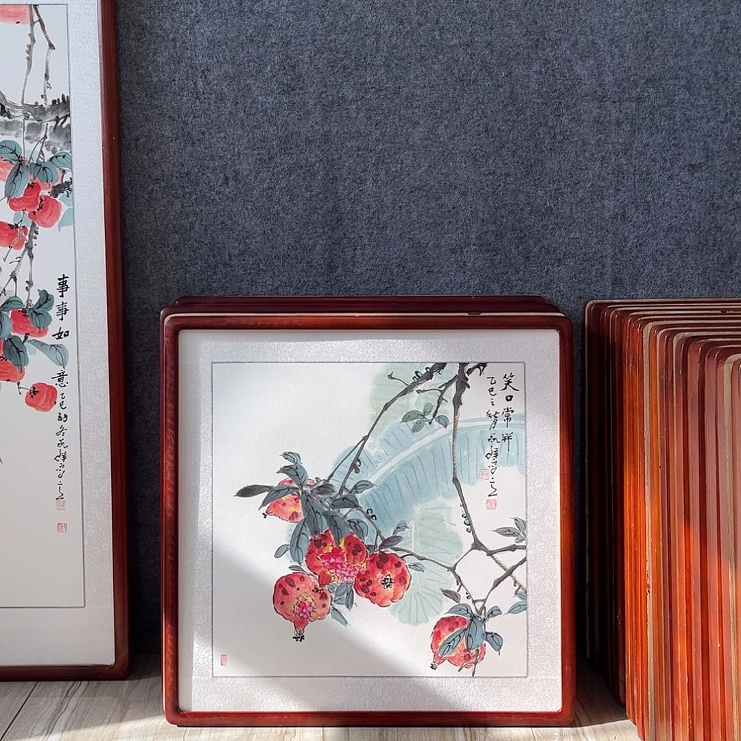 国画书画作品带框63×63