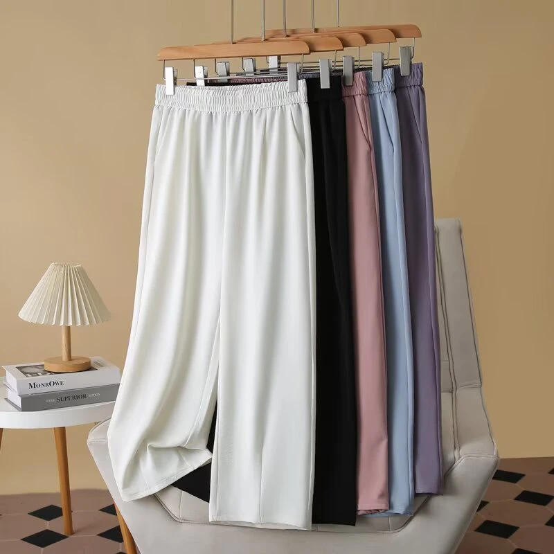 梦冬佳--110-200斤大码女装夏季薄款显瘦宽松直筒裤彩色休闲裤子
