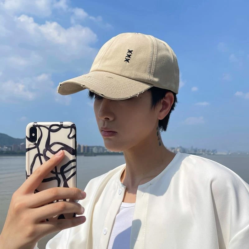 鸭舌帽男夏季软顶棒球帽春秋天韩版学生百搭复古磨破遮阳帽子男潮