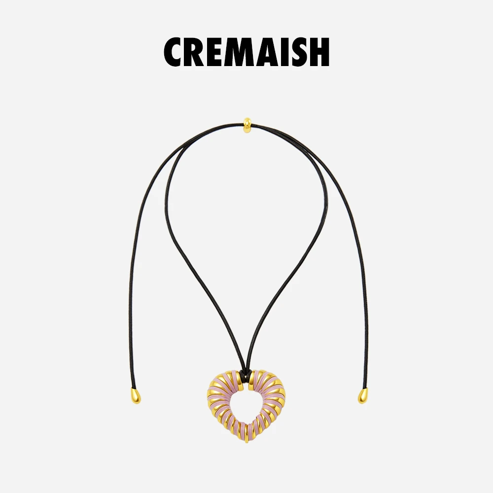 CREMAISH 非金属皮质项链 爱心绕皮项链 小众设计感锁骨链