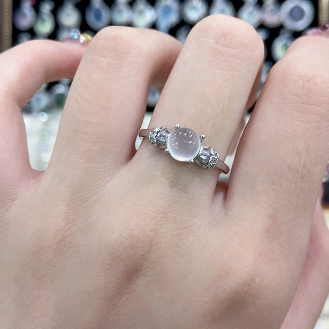 蛇纹石玉银S925镶嵌戒指