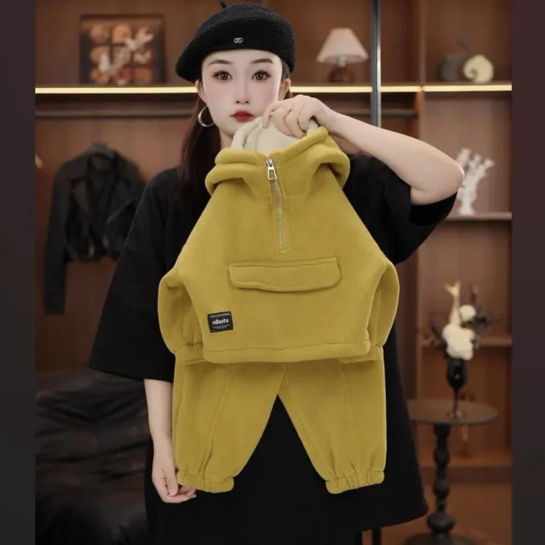 儿童秋季卫衣套装儿童套装2025秋冬季新款儿童韩系加厚保暖连帽卫
