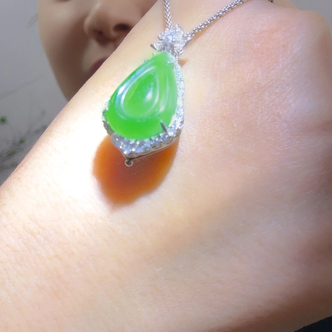 翡翠银S925镶嵌吊坠(不含链)