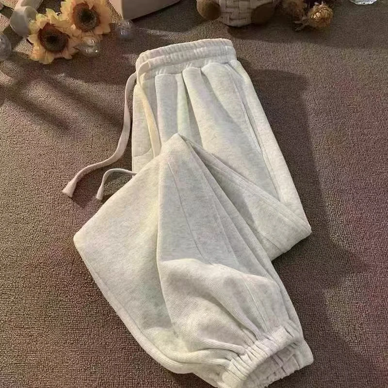 娟儿家春夏松紧腰浅色卫裤