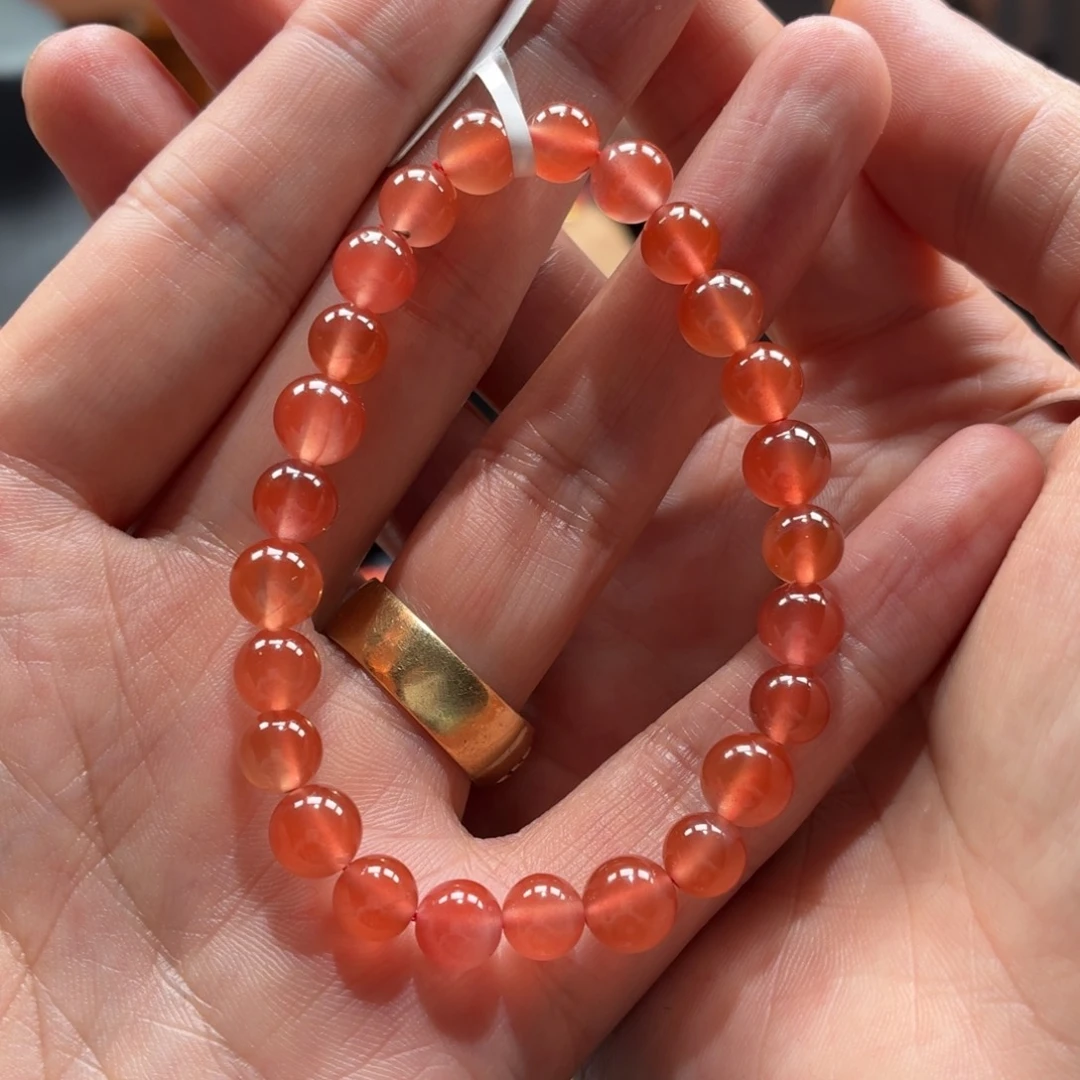 南红玛瑙未镶嵌手串原矿保山南红冰粉手串卡7