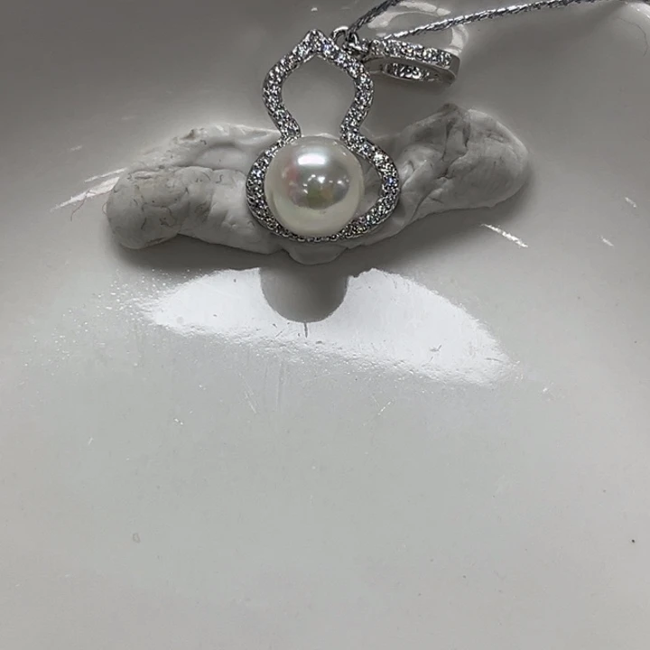 海水珍珠银S925镶嵌颈饰AK 7-8mm 58