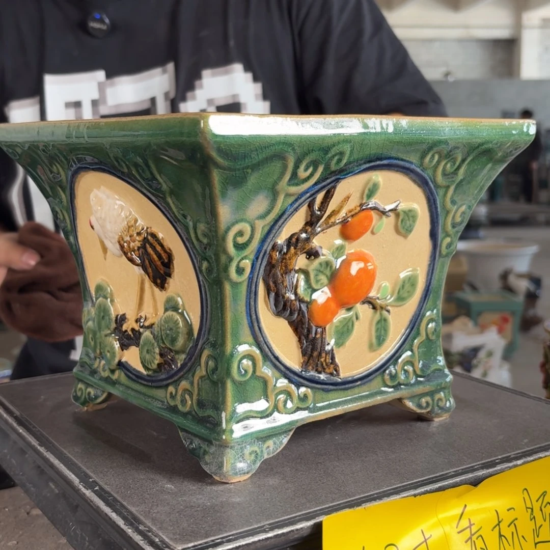 。一风堂石湾花盆 微瑕沙眼 小收缩 内18*15