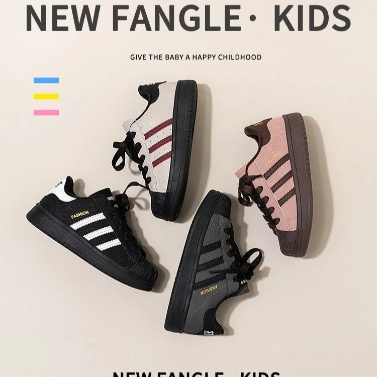 儿童2025新款秋冬款防水贝壳运动鞋超轻耐磨时尚贝壳鞋