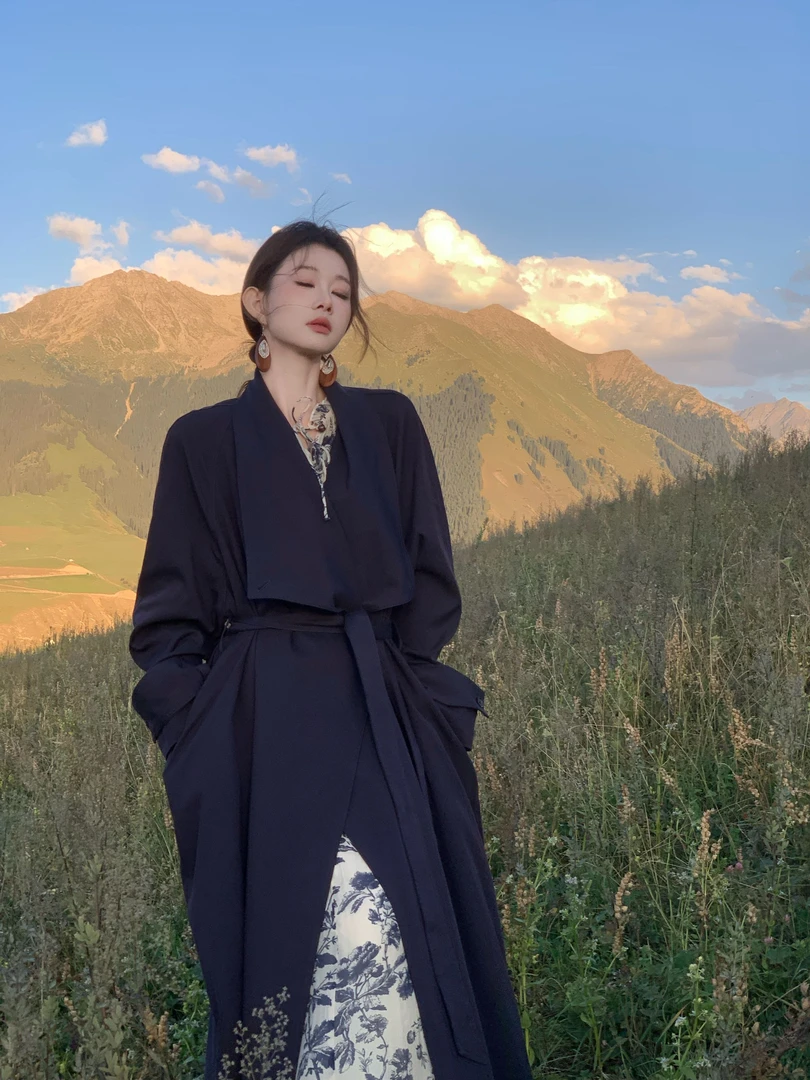 EIA一尧【遇见西雅图】高级廓形英伦风气质风衣中长款大翻领外套秋