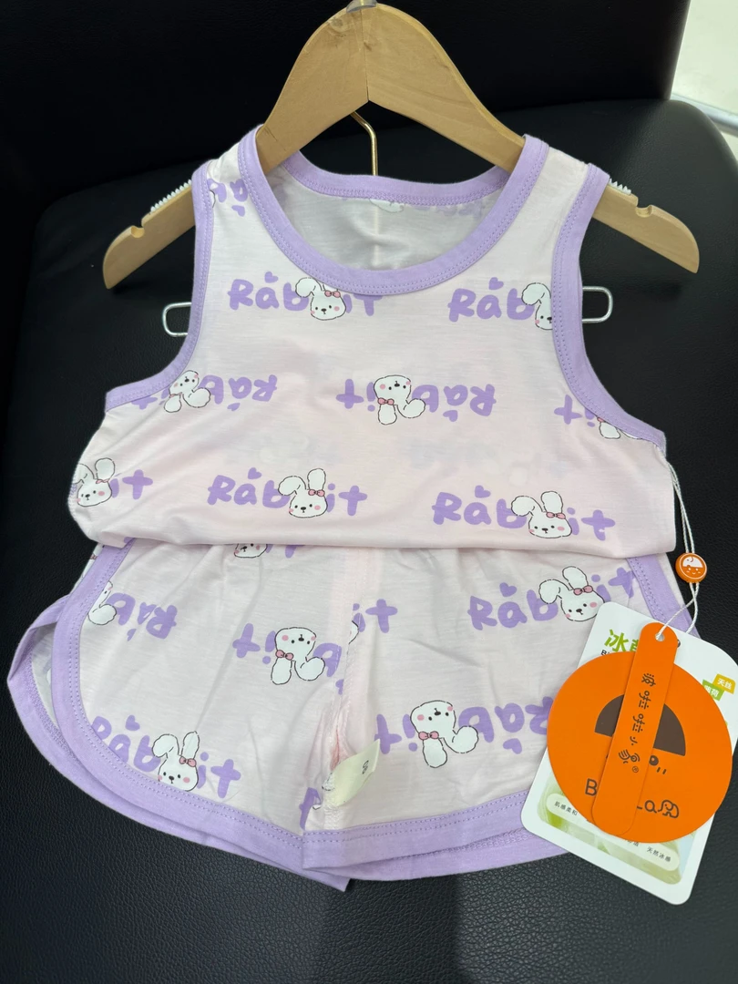 夏款韩系儿童莫代尔薄荷蛋白背心套装