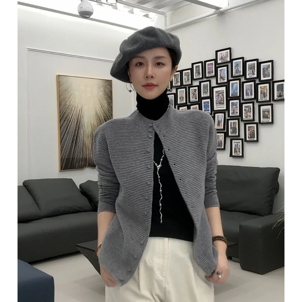 【叭哒不惑】心跳 羊毛半高领高级感针织开衫女秋冬时尚百搭毛衣