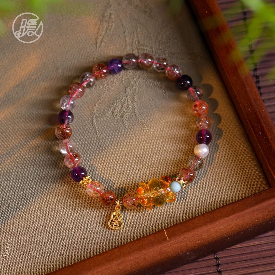 Nuanyan/暖言单圈水晶手串6mm搭配小熊手链F4728多样性发一
